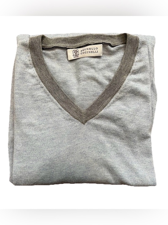 Brunello Cucinelli Other - Brucello Cucinelli Men’s Cotton V-neck Sweater Italy Size 50 Medium Light Blue